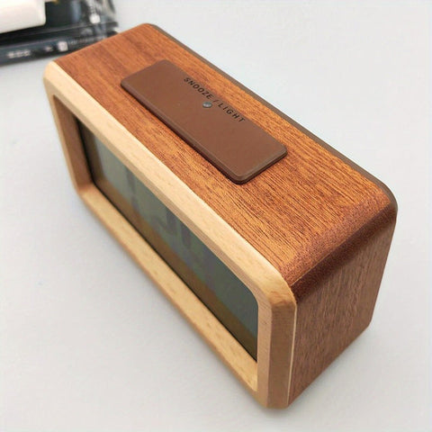 Wooden Alarm Clock – Calendar & Temperature Display