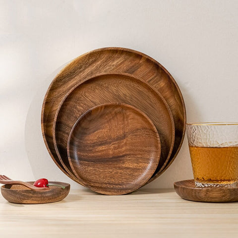 Acacia Wood Plates | 4-Piece Serving Set