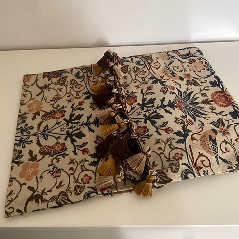 Jacquard Table Runner Vintage Floral & Bird Design