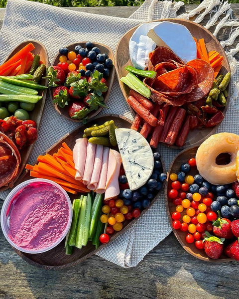 Wooden Serving Tray - Rustic Platter Set - Natural Kitchen Decor