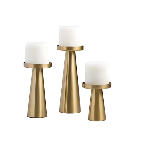 Handcrafted Brass Candle Holders – Elegant Decorative Set of 3