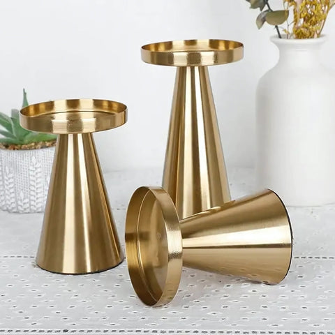 Handcrafted Brass Candle Holders – Elegant Decorative Set of 3