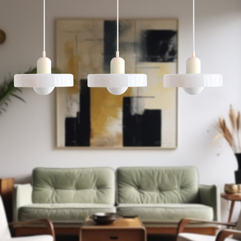 Pendant Ceiling Light - Haloria - Opal Halo Shade - Minimal Modern Design