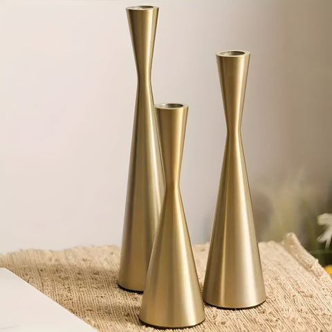 Modern Iron Candlestick Set with Elegant Waist Design – Set of 3