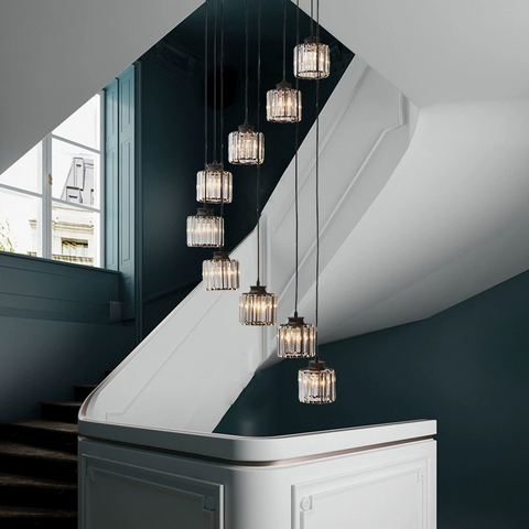Crystal Vintage Staircase Chandelier – Elegant Grand Ceiling Light