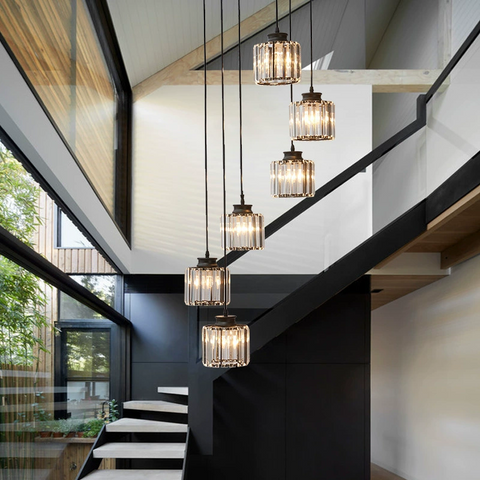 Crystal Vintage Staircase Chandelier – Elegant Grand Ceiling Light