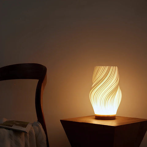 Pleated LED Table Lamp – Soft Sculptural Bedside Light