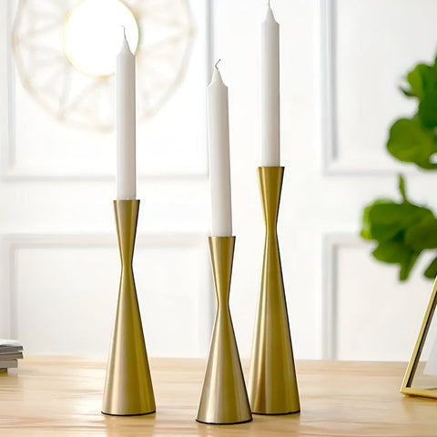 Modern Iron Candlestick Set with Elegant Waist Design – Set of 3
