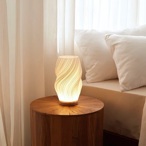 Pleated LED Table Lamp – Soft Sculptural Bedside Light