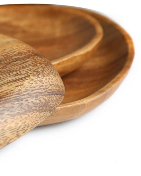 Wooden Serving Tray - Rustic Platter Set - Natural Kitchen Decor