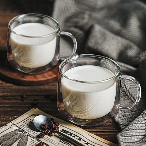 Double Wall Glass Coffee Mugs | Insulated Set