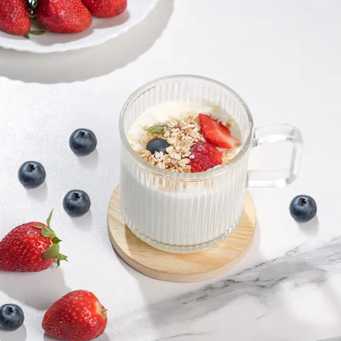 6-PACK Premium Glass Coffee Mugs with Handle