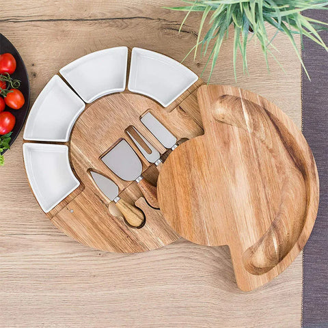 Elegant Bamboo Wood Cheese Board Set