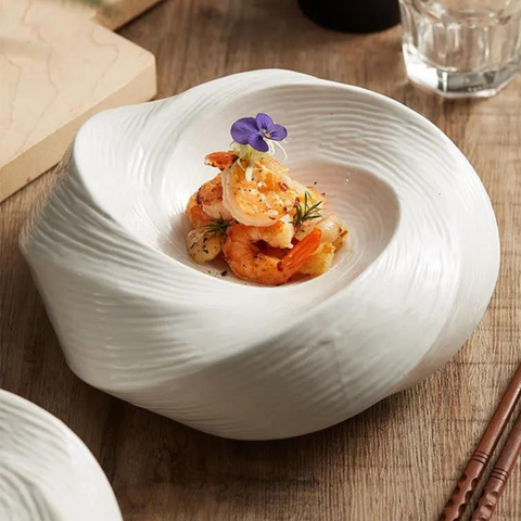 Swirl Ceramic Serving Bowl | Modern Kitchen Tableware