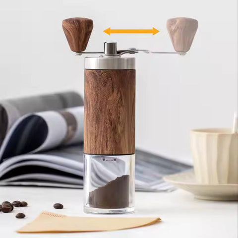 Manual Coffee Grinder with Wooden Finish – Portable Hand Grinder