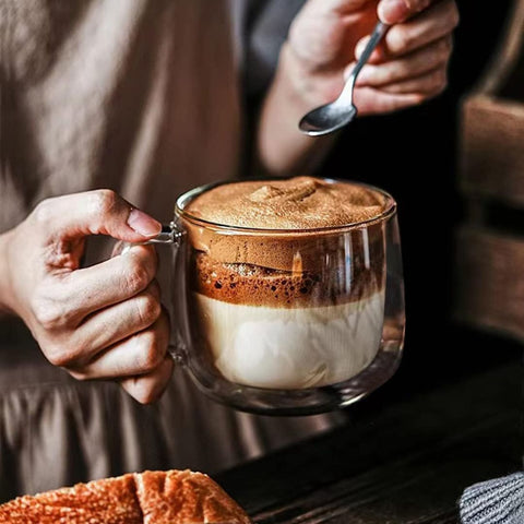 Double Wall Glass Coffee Mugs | Insulated Set