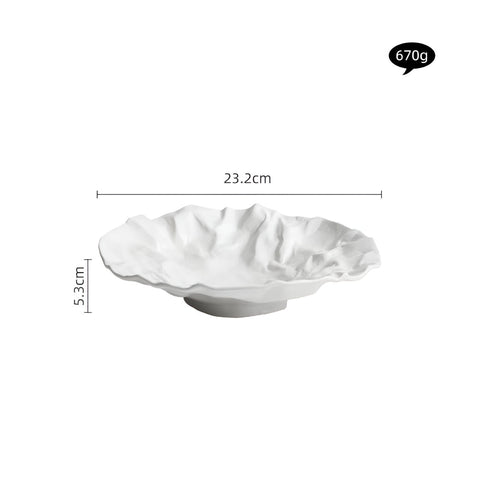 Artisan Wrinkled Paper Ceramic Plate – Handcrafted Decorative Dinnerware