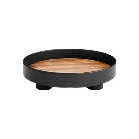 Modern Round Wooden Tray – Minimalist Decorative Serving Board