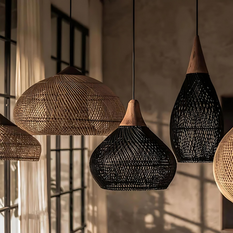 Solara Rattan Pendant – Handwoven Boho Ceiling Light for Natural Charm