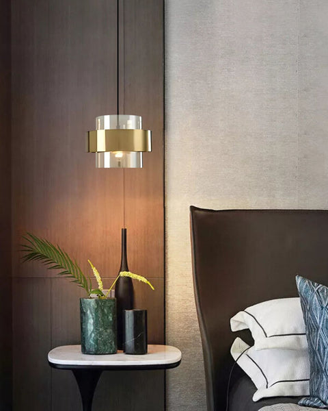 Industra – Modern Pendant with Golden Glass & Industrial Edge