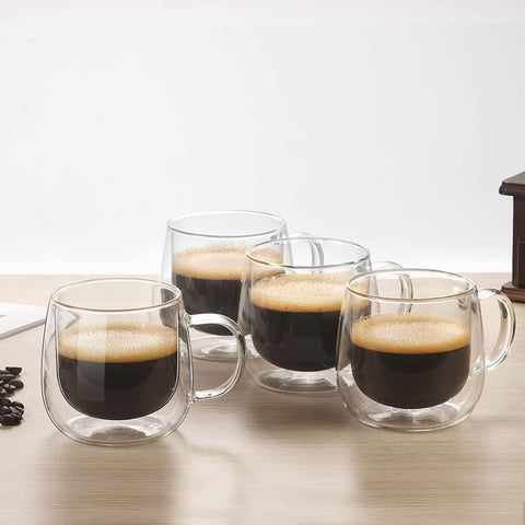 Double Wall Glass Coffee Mugs | Insulated Set