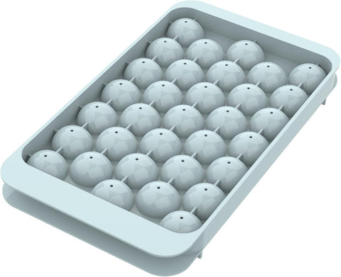 Round Ice Cube Trays with Lid & Bin – 2-Pack Freezer Ice Molds, 0.8"