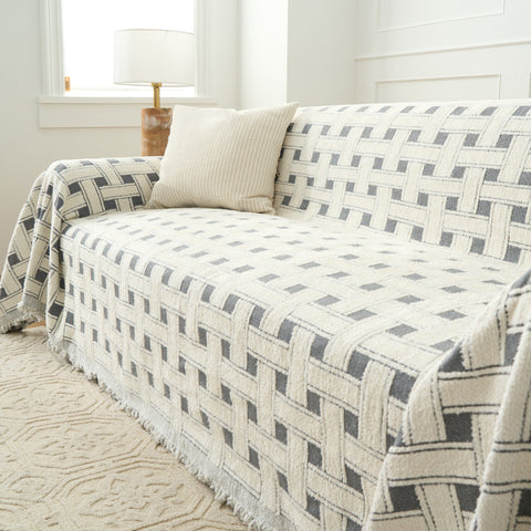 Chenille Sofa Cover – Soft Crosshatch Cozy Throw