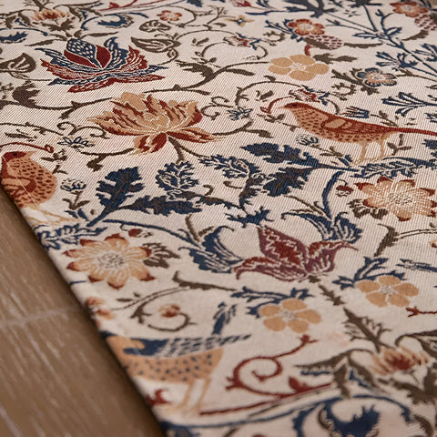 Jacquard Table Runner Vintage Floral & Bird Design