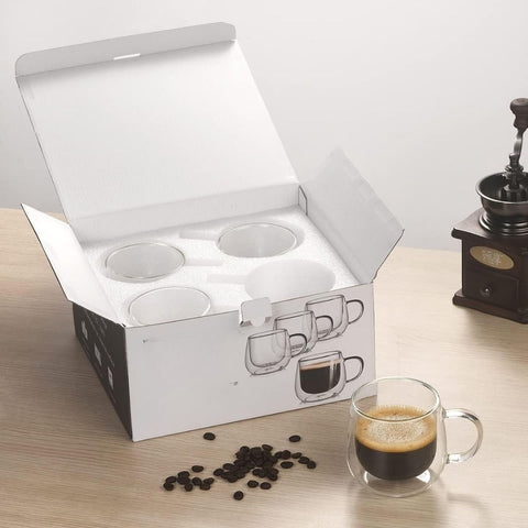 Double Wall Glass Coffee Mugs | Insulated Set
