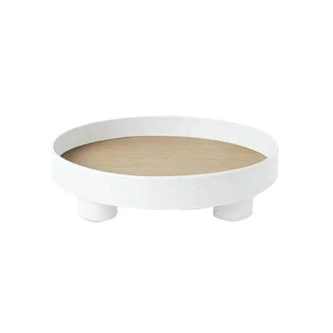 Modern Round Wooden Tray – Minimalist Decorative Serving Board