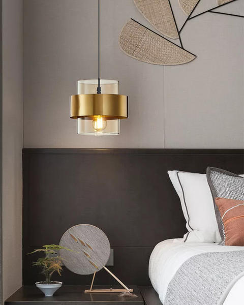 Industra – Modern Pendant with Golden Glass & Industrial Edge
