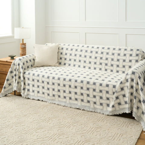 Chenille Sofa Cover – Soft Crosshatch Cozy Throw