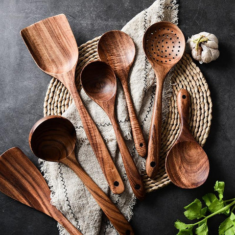 Teak Wood Kitchen Utensil Set | Taavita