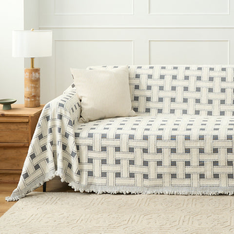 Chenille Sofa Cover – Soft Crosshatch Cozy Throw