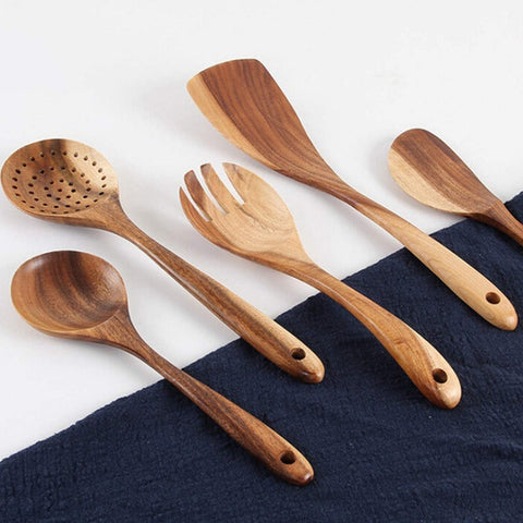 Teak Wood Kitchen Utensil Set | Taavita