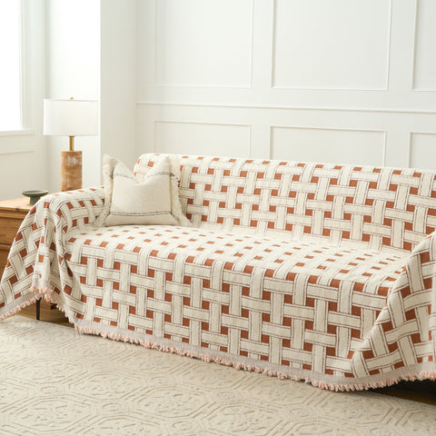 Chenille Sofa Cover – Soft Crosshatch Cozy Throw