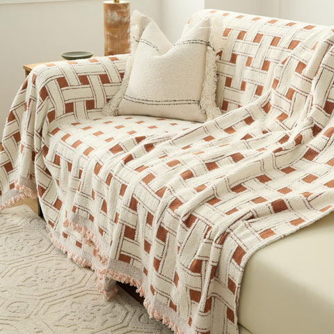 Chenille Sofa Cover – Soft Crosshatch Cozy Throw