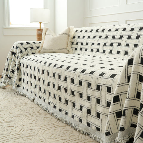Chenille Sofa Cover – Soft Crosshatch Cozy Throw