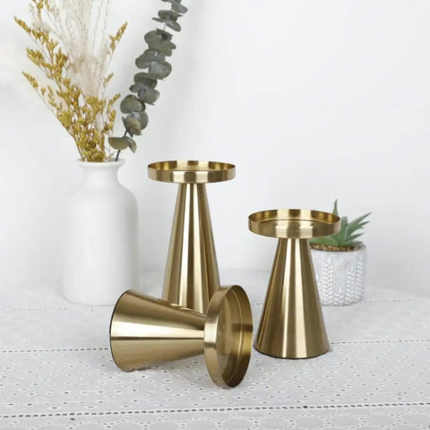 Handcrafted Brass Candle Holders – Elegant Decorative Set of 3