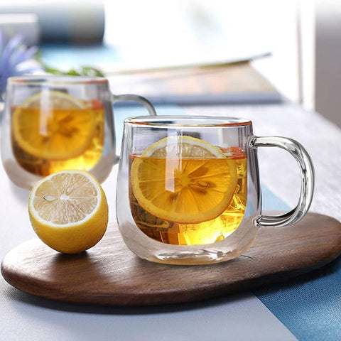 Double Wall Glass Coffee Mugs | Insulated Set
