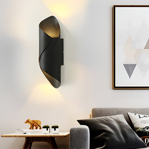Modern Outdoor Wall Light – Spiral Black Metal Wall Lamp