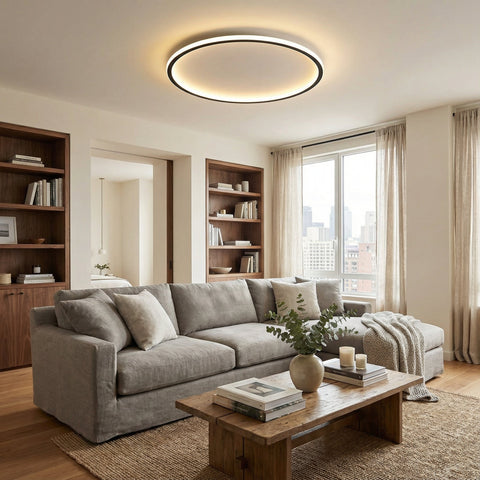 Scandinavian Round Flush Mount Ceiling Light – Modern Living Room Lamp