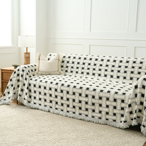 Chenille Sofa Cover – Soft Crosshatch Cozy Throw