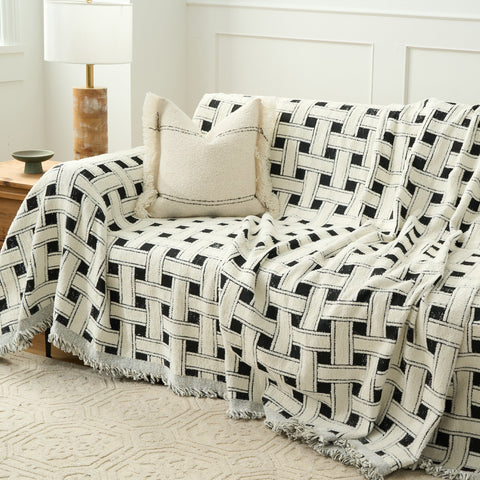 Chenille Sofa Cover – Soft Crosshatch Cozy Throw