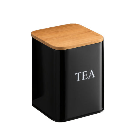 Bread Box Set with Tea, Coffee & Sugar Canisters – Bamboo Lid Kitchen Storage