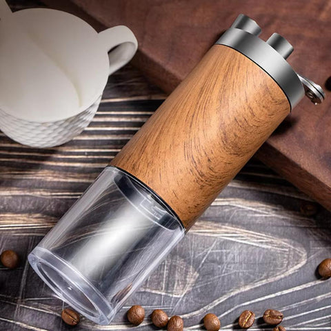 Manual Coffee Grinder with Wooden Finish – Portable Hand Grinder
