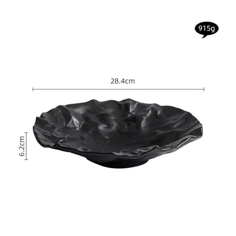 Artisan Wrinkled Paper Ceramic Plate – Handcrafted Decorative Dinnerware