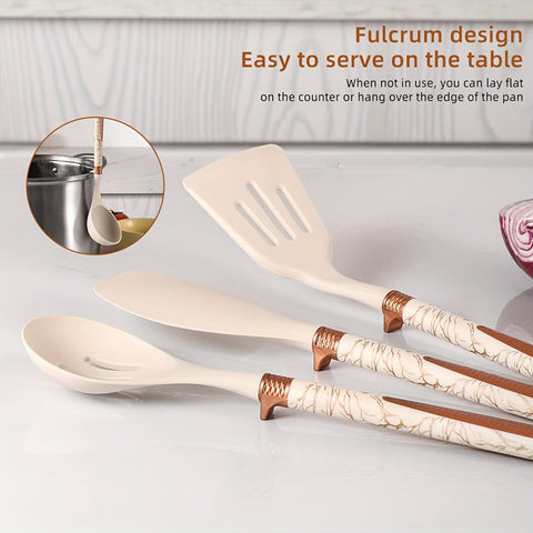 Silicone Kitchen Utensil Set – Wooden Handle Cooking Tools
