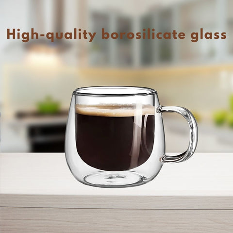 Double Wall Glass Coffee Mugs | Insulated Set