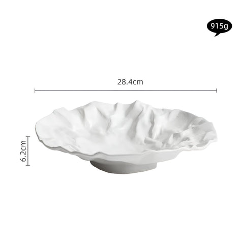 Artisan Wrinkled Paper Ceramic Plate – Handcrafted Decorative Dinnerware